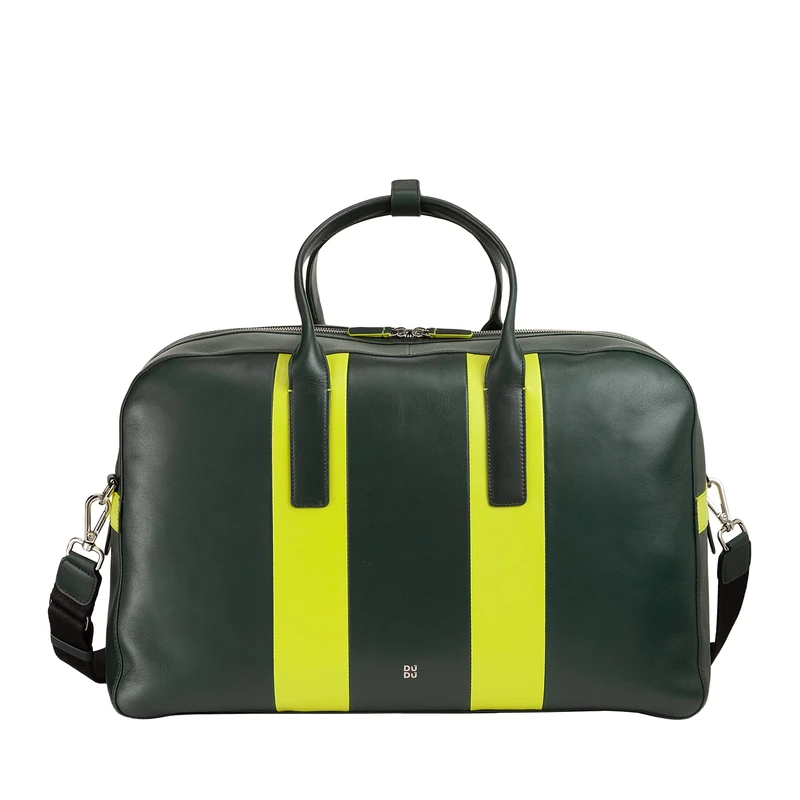 DUDU Leather Travel Duffle Bag Large, Holdall Weekender Overnight Bag with Double Handle 32 Liters, Duffel Gym Bag with Shoulder Stap Mangrove - Image 1