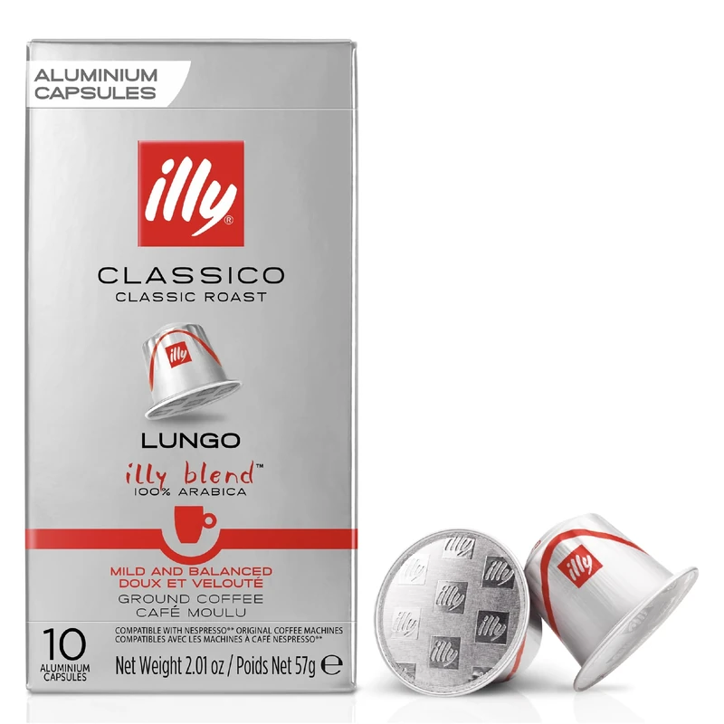 illy Coffee - Lungo Classico Coffee Pods - Medium Roast - 100% Arabica Coffee - Ideal for your Espresso Lungo - Nespresso Compatible illy Coffee Capsules - Pack of 10