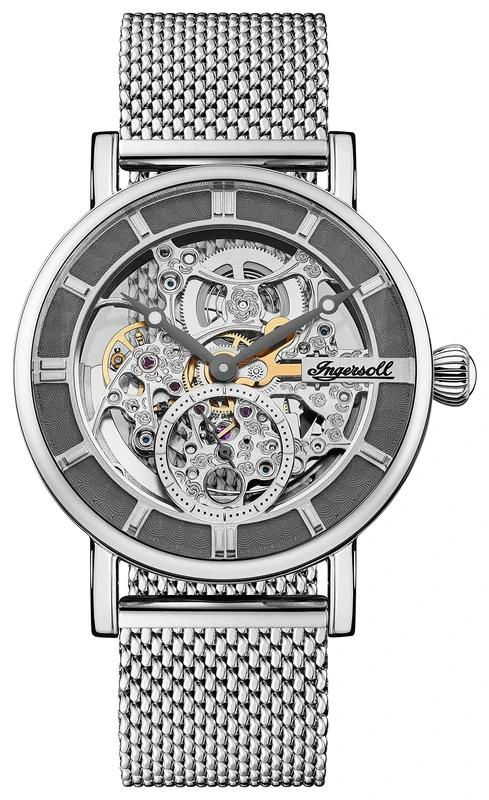 Ingersoll The Herald Mens 40mm Automatic Watch with Skeleton Dial and Milanese Mesh Bracelet I00405