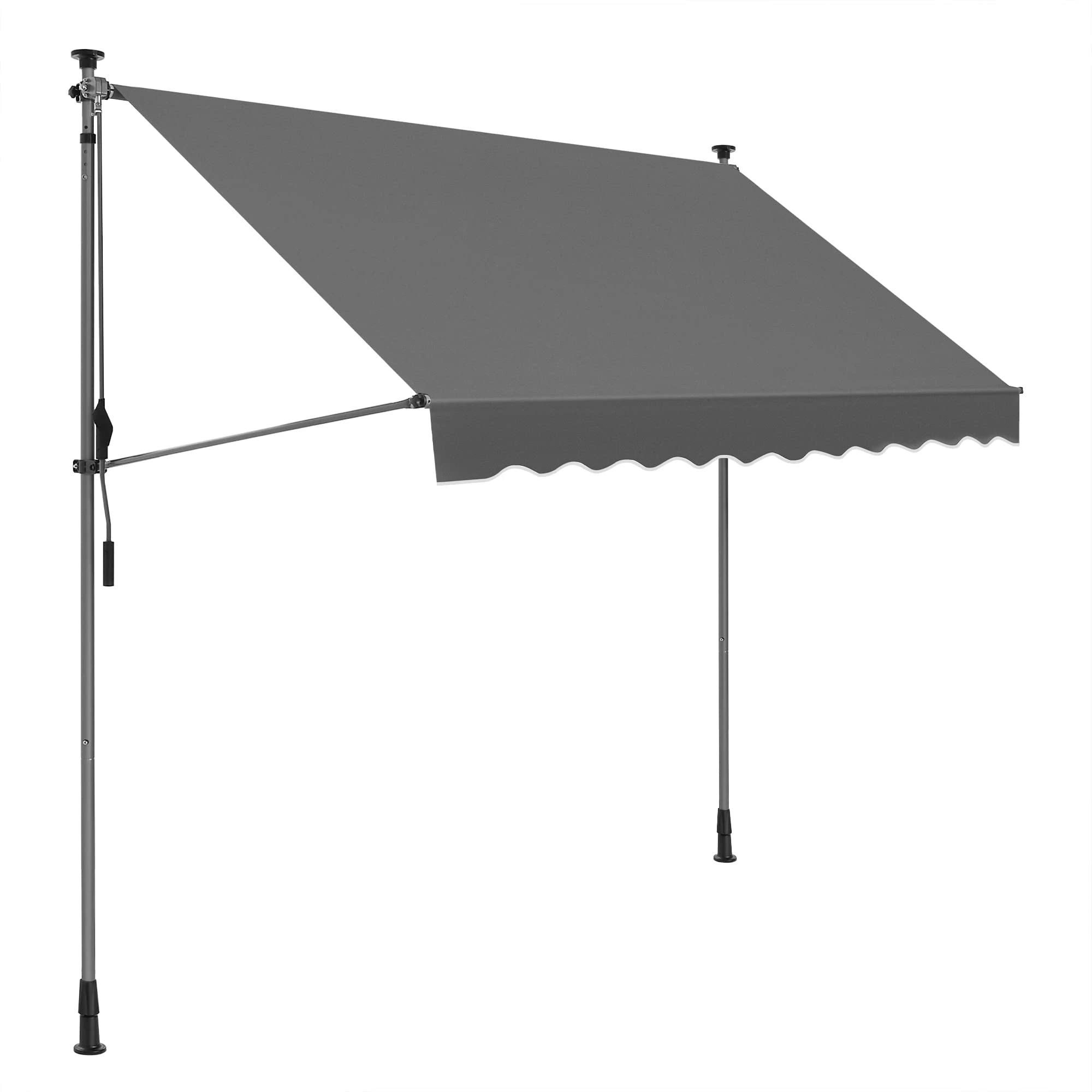 SONGMICS Clamp Awning, 300 x 130 cm, Balcony Awning, Height-Adjustable, with Hand Crank, Sun Protection for Balcony, Patio, Garden, Anthracite GSA313G02