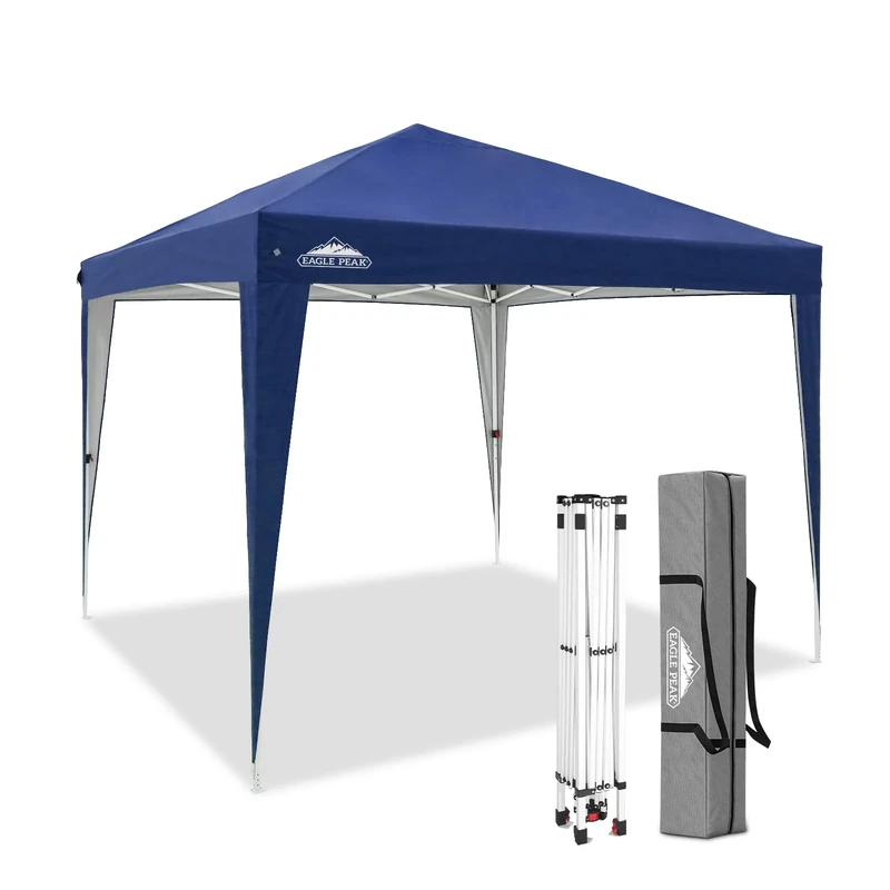 EAGLE PEAK Straight Leg 3 x 3m Instant Pop Up Shade Canopy, Portable Folding Gazebo Shelter, Waterproof Top with Sealed Seams, Steel Frame,Carry Bag, Dark Blue