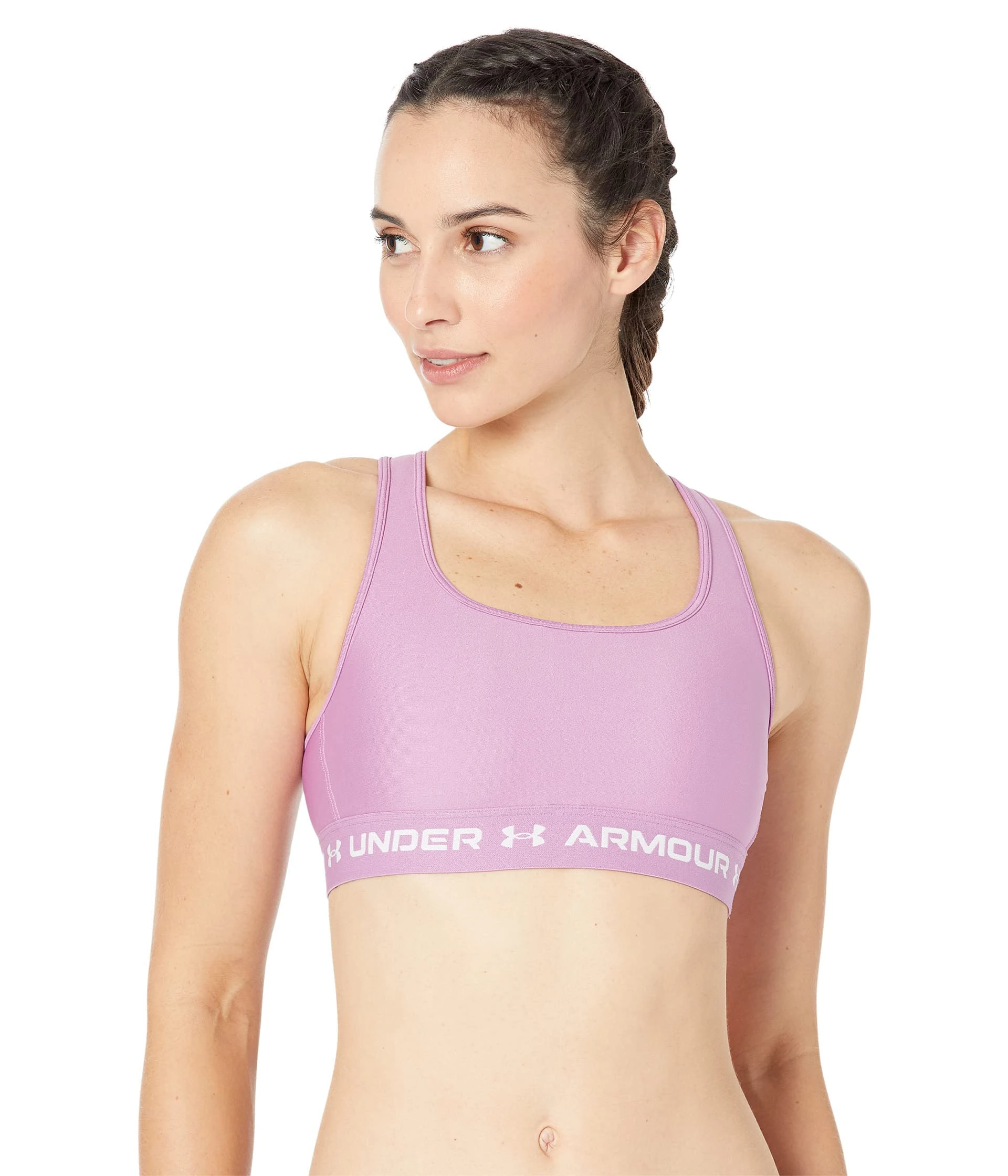 Under Armour Women's Crossback Mid Impact Sports Bra, Opaque, (537) Jellyfish / / White, L