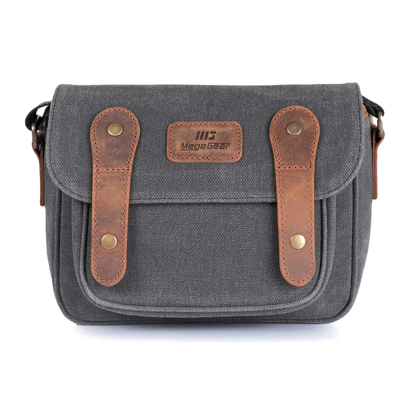 MegaGear Sequoia Canvas Bag Compatible with Canon, Nikon, Sony SLR/DSLR Mirrorless Cameras, Black/Light Brown, (MG1974)
