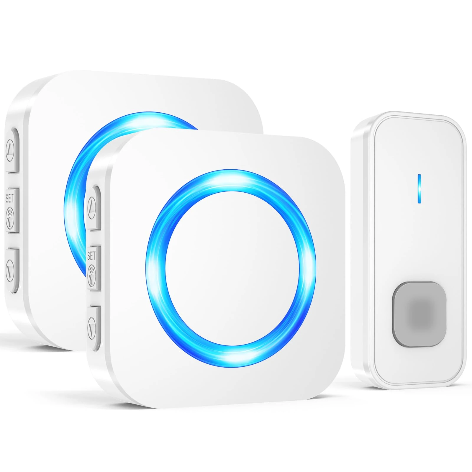 SURFOU Wireless Doorbell, Waterproof Doorbell Cordless Battery Operated at 1300ft Long Range, Plug in Electric Door Bell Chime Kit with 55 Melodies 5 Volume (2 Receiver + 1 Transmitter)