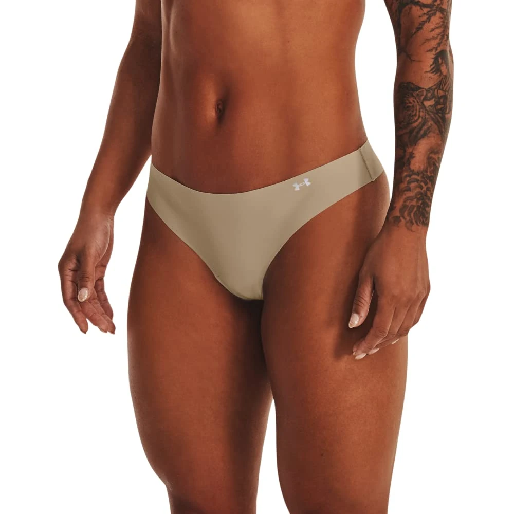 Under Armour Womens 3 Pack Thongs Beige M