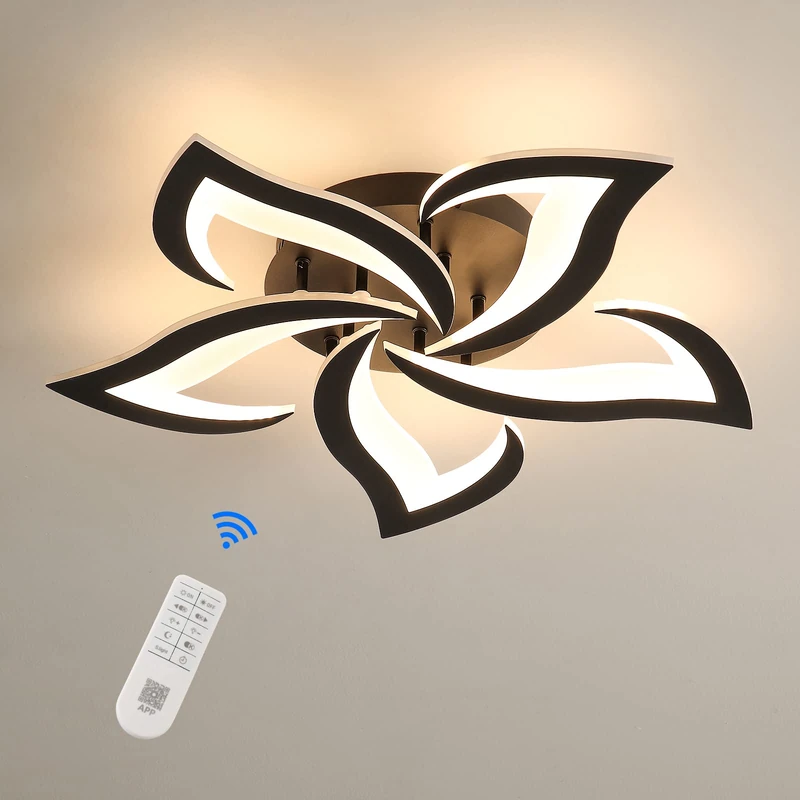 Riserva Dimmable LED Ceiling Light, 40W 4700LM Modern Acrylic Ceiling Lights with Remote Control, Creative Petals Design, Ceiling Lamp for Living Room, Bedroom, Dining Room, Φ60cm - Image 1