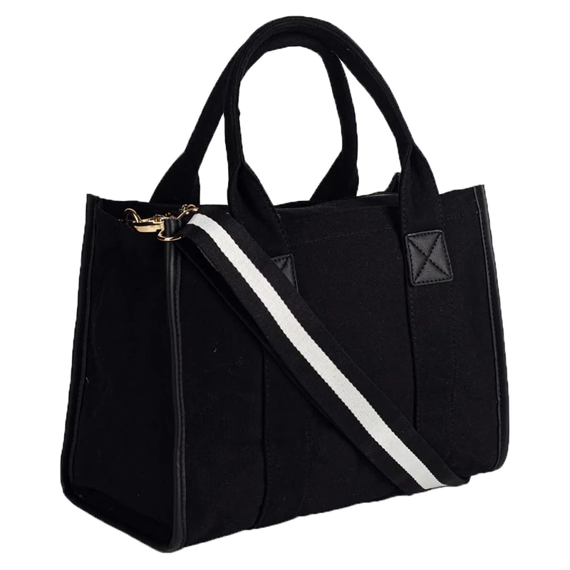 MEEJUNE Canvas Tote Bag for Women Top Handle Handbag Crossbody Tote Bag for Women, A5-black, M