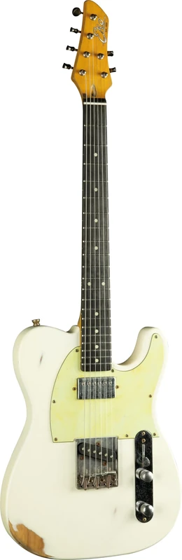 Eko Algam GUITARS - Tero Relic Olympic White Electric Guitar with Relic Finish Original Series Relic Pawlonia Body, Maple Neck, 22 Keys WPC Resin Keyboard, Olympic White