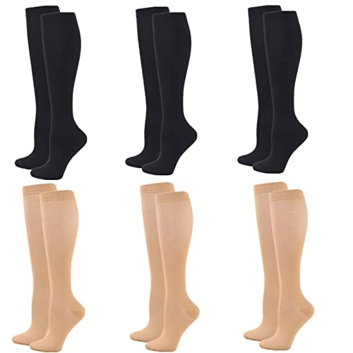 Zingso Compression Socks for Women Men, 2/3/4/6 Pairs 20-25mmHg Knee High Socks Compression Stockings for Sport, Athletic, Edema, Diabetic, Varicose Veins, Travel, Pregnancy, Nursing