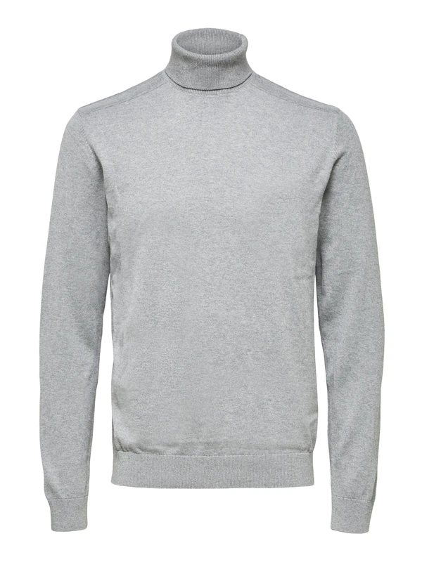 SELECTED HOMME Men's SLHBERG ROLL Neck B NOOS Pullover Sweater, Medium Grey Melange, M
