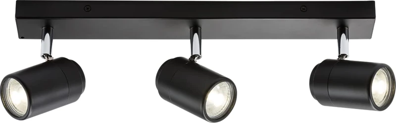 Knightsbridge 230V IP44 GU10 Triple Bar Spotlight, Matt Black, Single - Wall