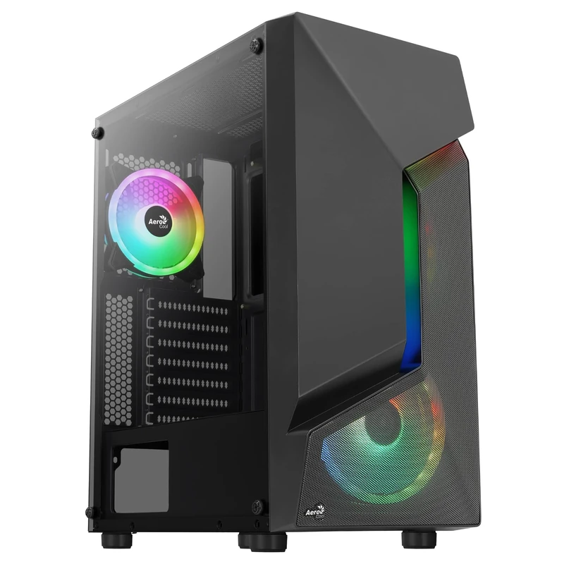 Aerocool SCAPEBKV3, ATX Gaming Box, RGB LED Front, Tempered Glass, 3 x ARGB Fans, Black