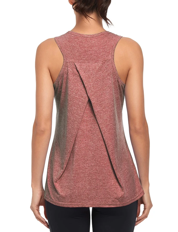Workout Tank Tops for Women Gym Athletic Sleeveless Running Tops Yoga Shirts Racerback Sport Vest (Durk Pink, S)
