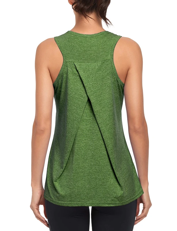 Workout Tank Tops for Women Gym Athletic Sleeveless Running Tops Yoga Shirts Racerback Sport Vest (Army Green, S)