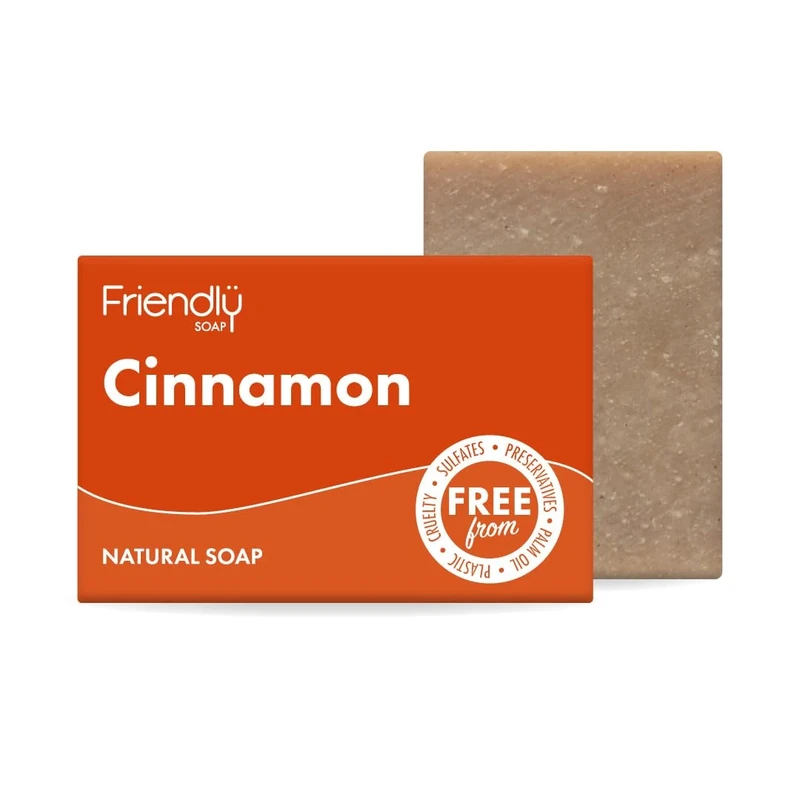 Friendly Soap - Natural Cinnamon Soap (95g), Plant-Based, Cruelty-Free, Made By Hand, No Preservatives or Sulphates, Sustainable