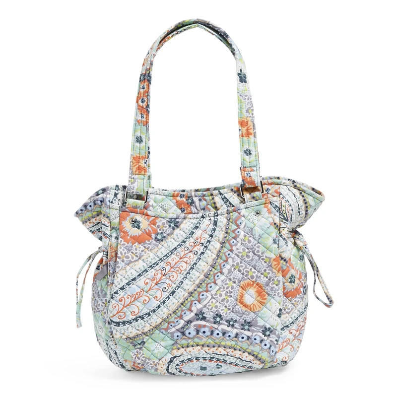Vera Bradley Women's Glenna Satchel Purse Handbag, Citrus Paisley-Recycled Cotton, One Size
