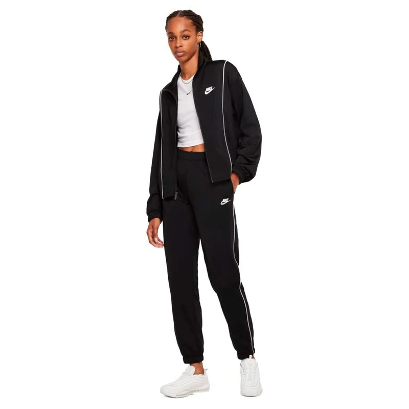 Nike DD5860-011 W NSW ESSNTL PQE TRK Suit Tracksuit Women's Black/White/White Size L