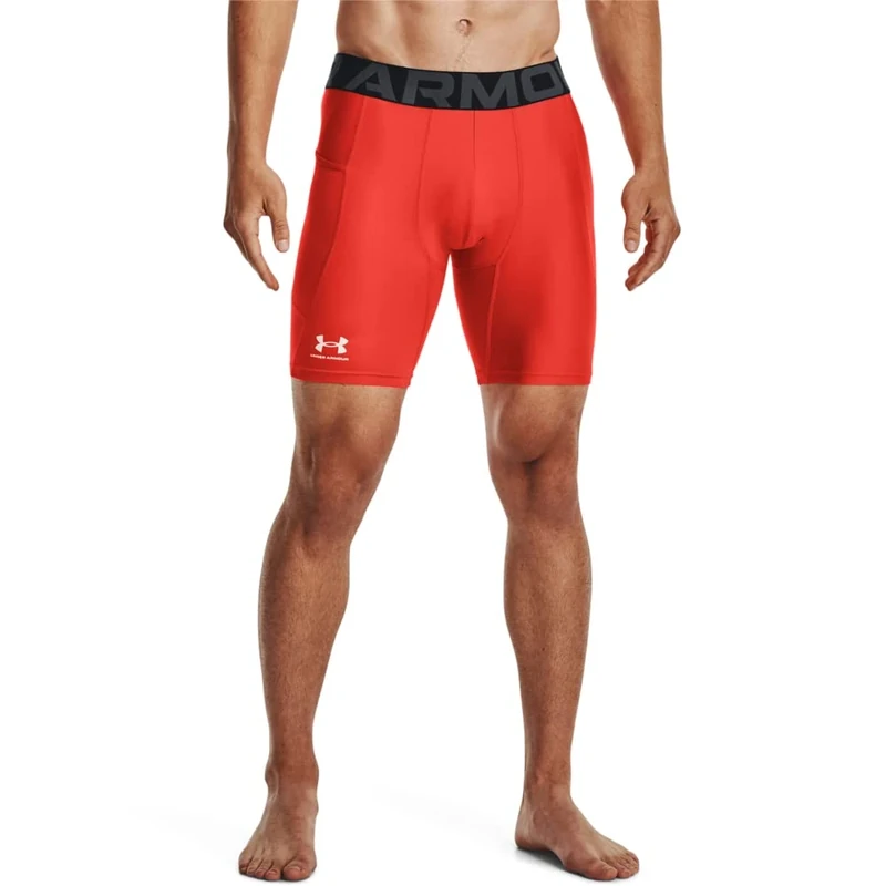 Under Armour Men's HeatGear Compression Shorts, (860) Dark Orange / / White, L
