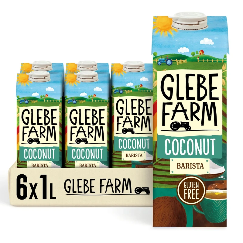 Glebe Farm Gluten Free & Vegan Coconut Milk, Healthy Dairy Free Coffee Creamer & Coconut Milk Barista Multipack For a Perfect Microfoam, 6 x 1 Litre