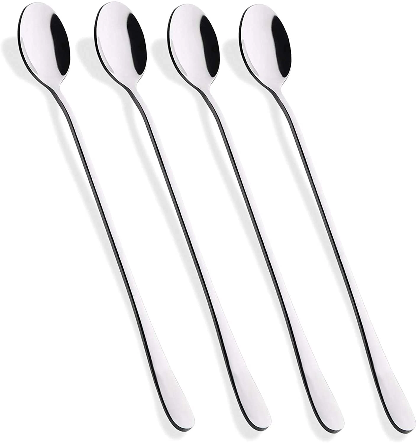 Long Handle Latte Spoons Coffee Dessert & Ice Cream Sundae Premium Quality Stainless Steel by Koksi Long Handled Coffee Spoons (Pack of 4)