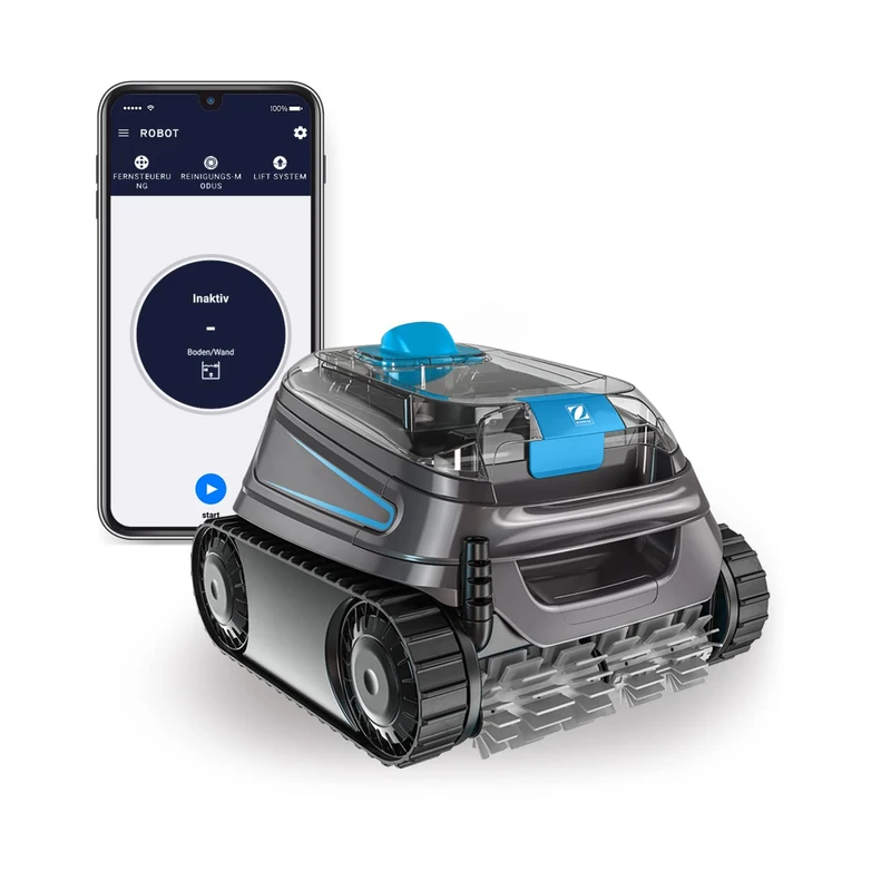 CNX 40 IQ Zodiac Electric Pool Robot for Pools 12 x 6 m Cleans Bottom/Walls/Water Line Remote Control + Lift System on App 18 m Cable Double Level Filtration + Trolley