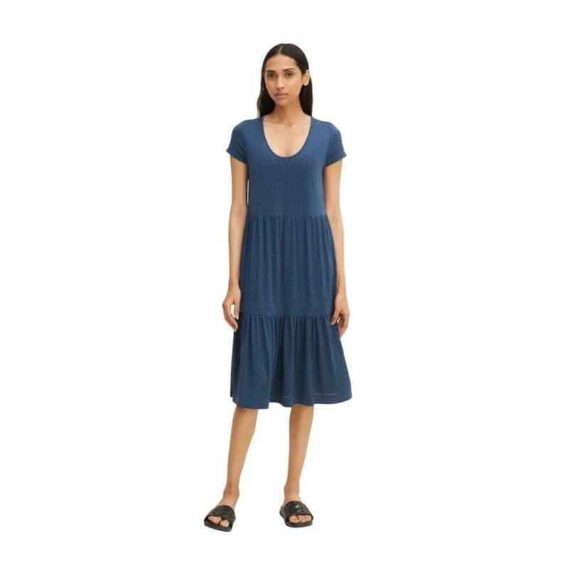 TOM TAILOR Ladie's 1032210 Dress with Valance, 11758-Midnight Sail, 42