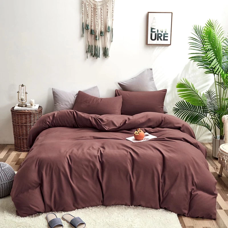 Houseri Brick Red Comforter Set King Brick Color Bedding King Size Solid Color Vintage Comforter Bedding Sets for Women Men Soft Dark Colored Comforter Quilt Brown Red Bedding Sets King