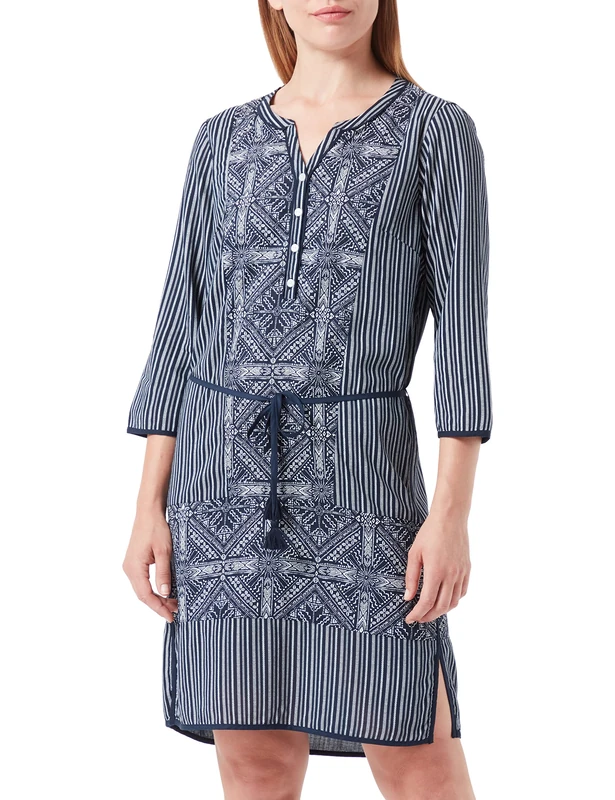 TOM TAILOR Women's 1027298 Dress, 25701 - Navy White Ethno Design, 42