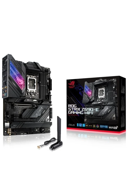 ASUS ROG Strix Z690-E Gaming WiFi Intel LGA 1700 ATX Gaming Motherboard, 18+1 Power Stages, DDR5, PCIe 5.0, M.2 Combo-Sink, WiFi 6E, 2.5 GB Ethernet, Five M.2 with ROG Hyper M.2 Card, and Aura Sync