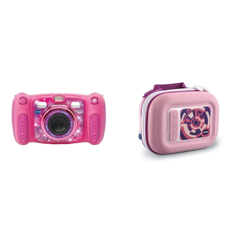 VTech 507153 Kidizoom Duo 5.0, Pink with Kidizoom Camera Case, Portable Hard Case for Children, Accessories for Kids Digital Camera, Suitable for Girls and Boys from 3, 4, 5+ Year Olds, Pink