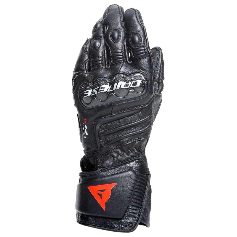 DAINESE - Carbon 4 Long Gloves, Long Leather Sport Motorcycle Gloves, Carbon Knuckle Protectors, Man, Black/Black/Black, XXXL
