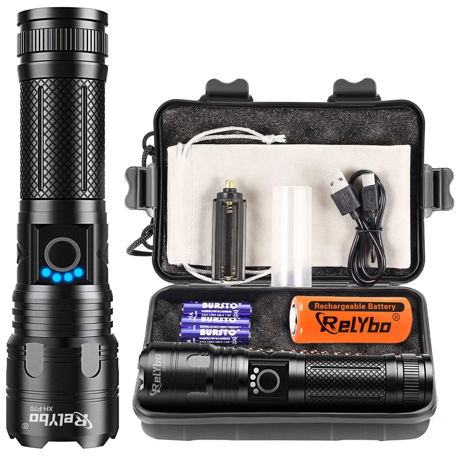 Super Bright Rechargeable LED Torch, 15000 Lumen XHP70