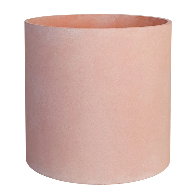FaithLand 12 Inch Fiberstone Planter - Lightweight Modern Cylinder Plant Pot with Drainage Hole & Plug, Indoor Outdoor Use, Terracotta Color