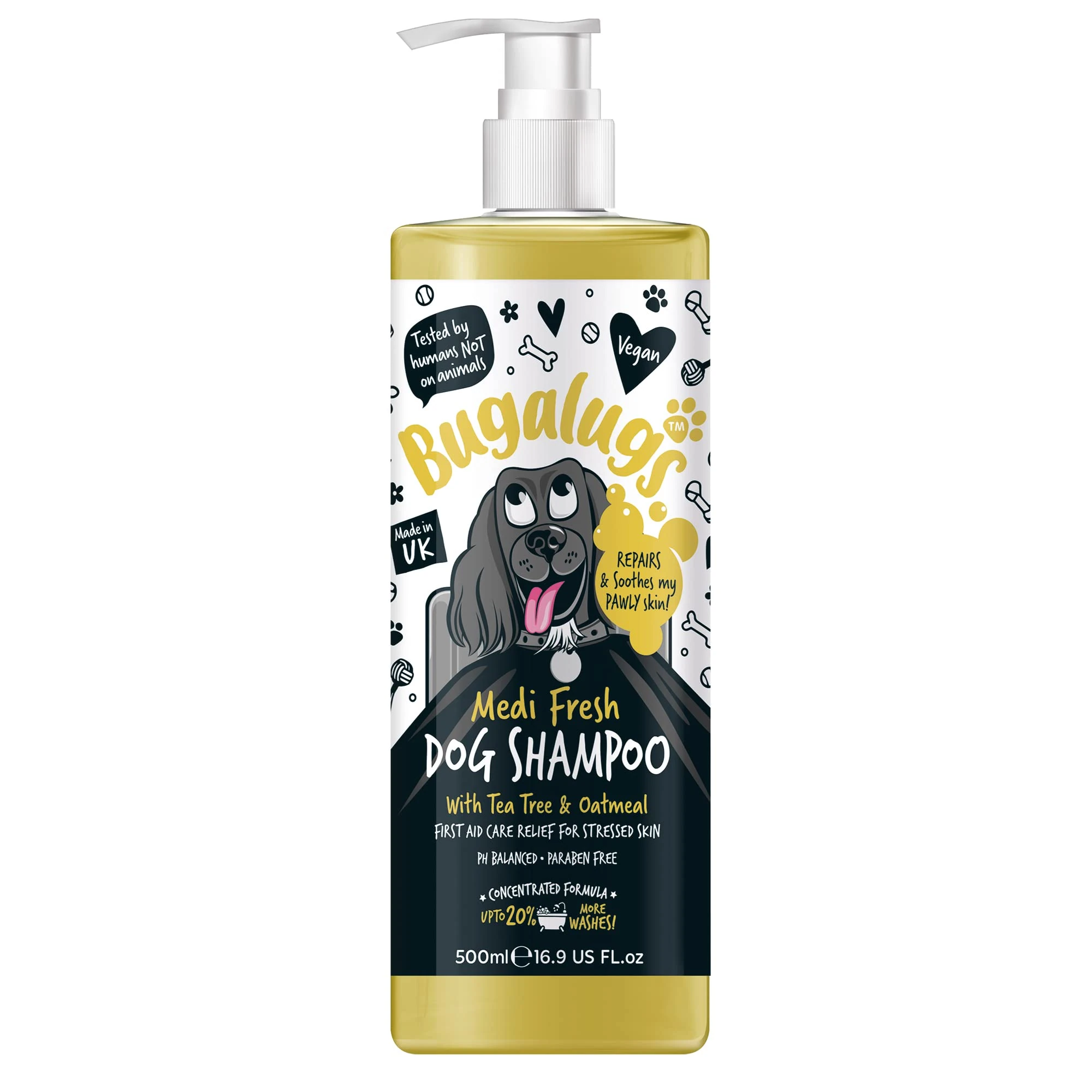 BUGALUGS Dog Shampoo for Itchy Skin, Medi Fresh Natural Safe Sensitive Formula - Soothing Skin Cooling For Skin Irritation and anti itch