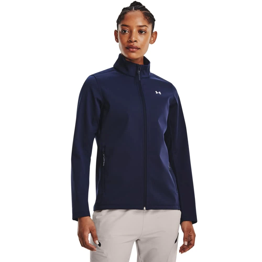 Under Armour Women's Standard ColdGear Infrared Shield 2.0 Soft Shell, (410) Midnight Navy / / White, Large