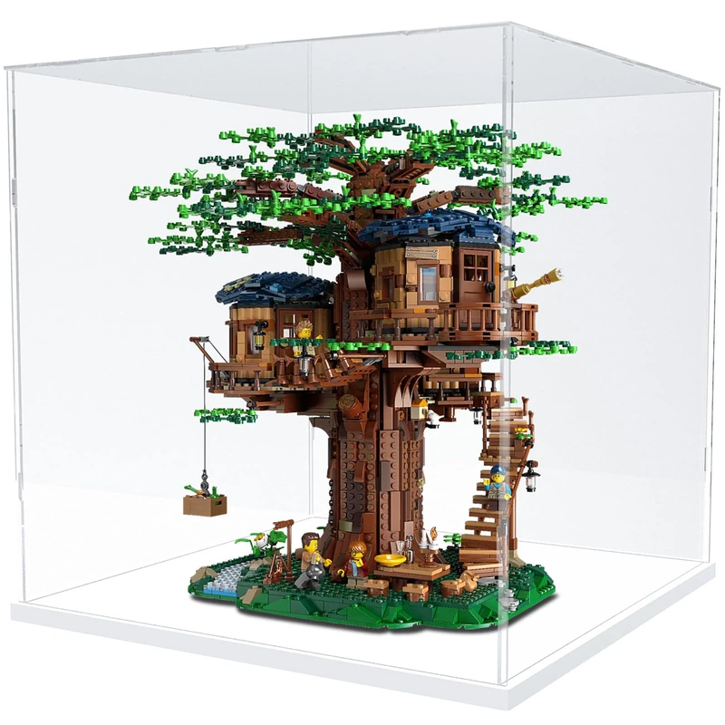 DuvinDD Acrylic Display Case for Collectibles Lego Clear Acrylic Display Box Countertop Dustproof Protection Large Showcase Toys Action Figure Stand Home Storage Box with Base (17x17x17 inch)