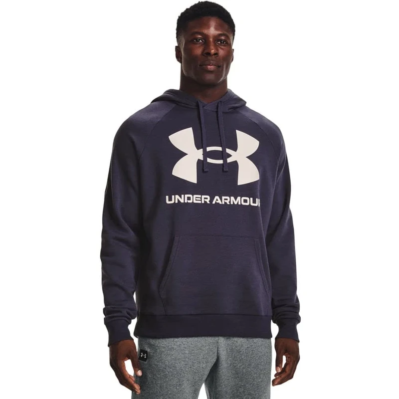 Under Armour Men's Fleece Tops Ua Rival Fleece Big Logo Hoodie, Tempered Steel, 1357093-558, XXL