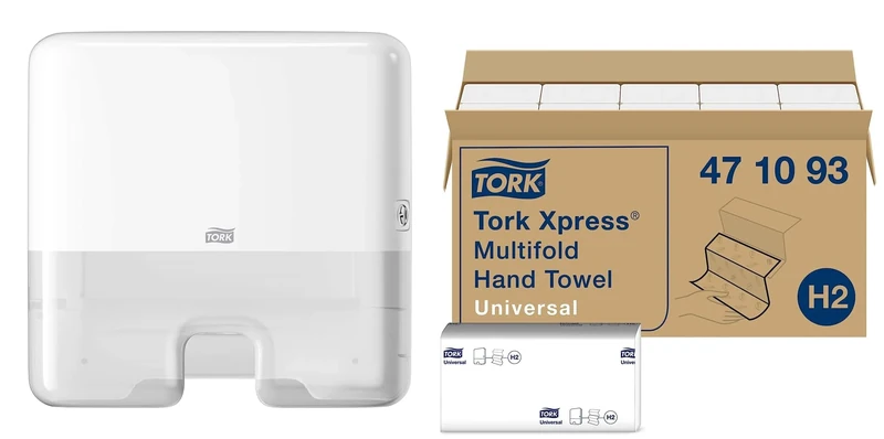 Tork Mini Wall Mounted Hand Towel Dispenser + Refill - H2 - Universal Paper Hand Towels (20x250 sheets)