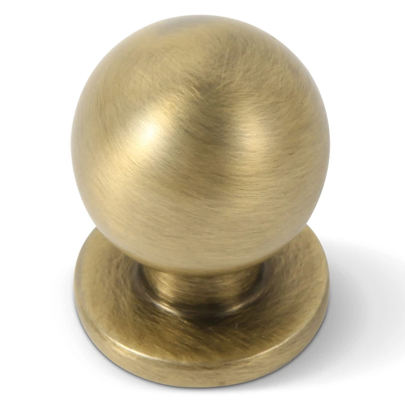 khtumeware 25 Pack 1 Inch (25mm) Diameter Round Solid Vintage Brushed Antique Brass Finish Kitchen Cabinet Knob.