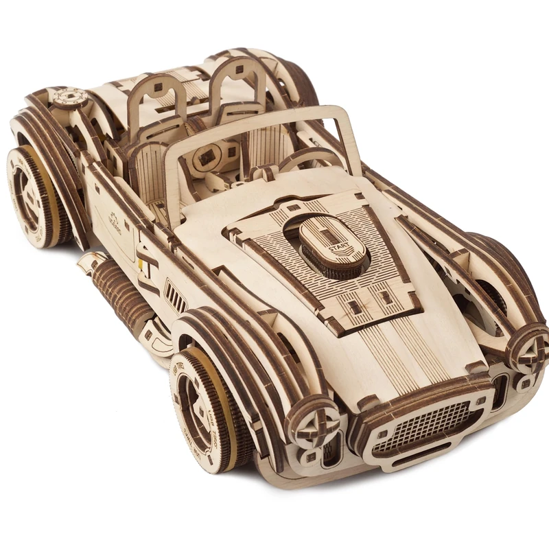 UGEARS Drift Cobra Racing Car 3D Puzzle - 3D Wooden Puzzles for Adults, Vintage Wooden Model Kits for Adults to Build Racing Car Model Building Kits, DIY Craft Kit