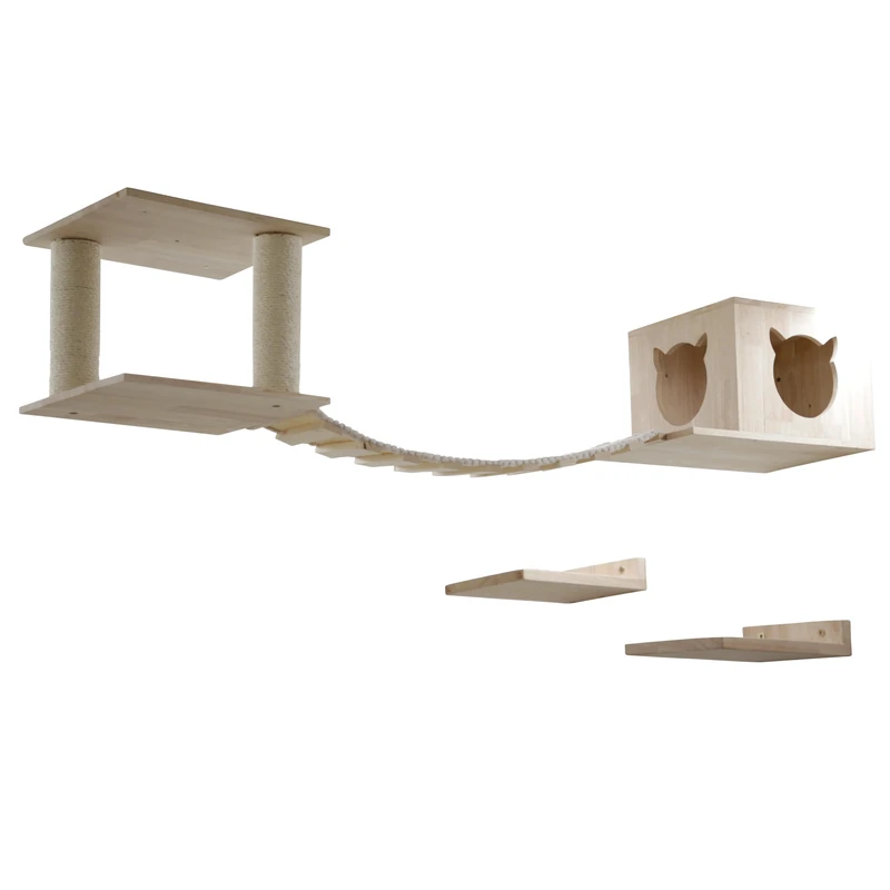 Kerbl Cat Playground Top, Step Boards, Cave Cushion, Hanging Bridge Lying Surface