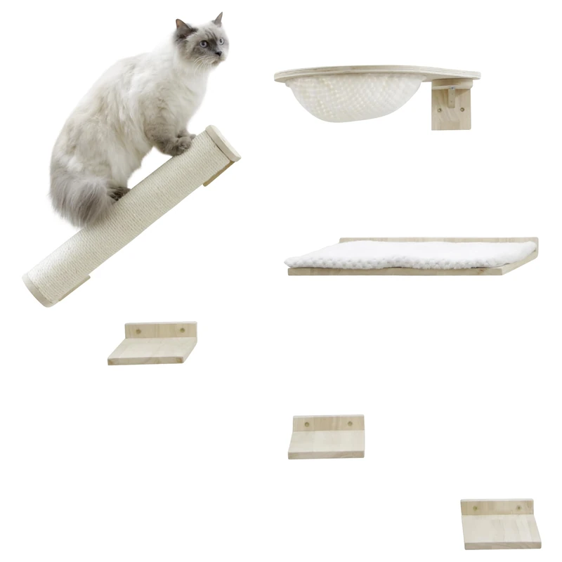 Kerbl Rocky Cat Climbing Wall, Step Boards, Lounging Board, Column, Lounger, 6 Pieces