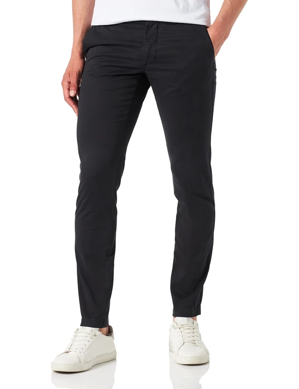 Tommy Hilfiger Men Bleecker TH Flex Satin GMD Trousers Chino, Black (Black), 33W / 29L