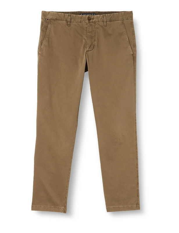 Tommy Hilfiger Men Bleecker TH Flex Satin GMD Trousers Chino, Green (Faded Military), 33W / 28L