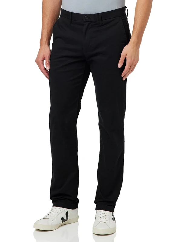 Tommy Hilfiger Men Denton Chino 1985 Pima Cotton Trousers, Black (Black), 30W / 34L