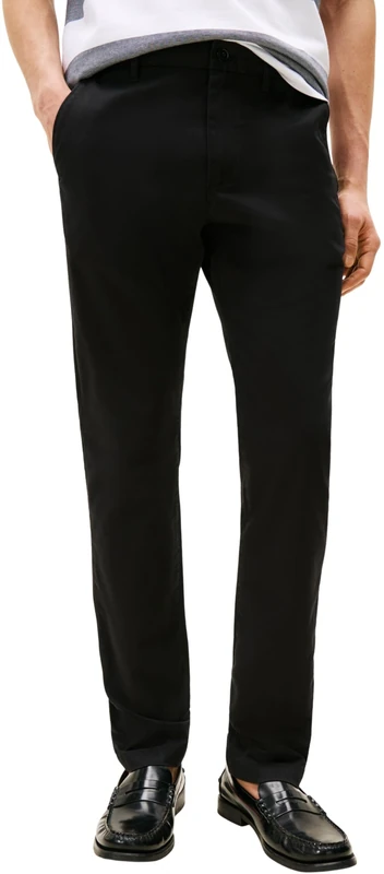 Tommy Hilfiger Men Bleeker Chino 1985 Pima Cotton Trousers, Black (Black), 34W / 34L