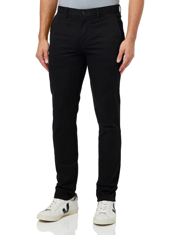 Tommy Hilfiger Men Bleeker Chino 1985 Pima Cotton Trousers, Black (Black), 38W / 36L