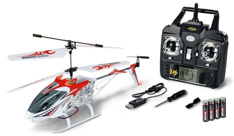 Carson 500507161 Easy Tyrann 250 Red - Remote Controlled Helicopter, Robust RTF (Ready to Fly) Model for Beginners, Includes Batteries, for Children from 12 Years
