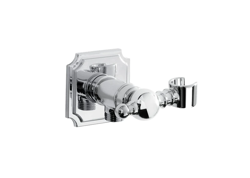 Bristan TD WOSQHH04 C Shower Acc Traditional Wall Outlet with Handset Holder and Square Accessories, Chrome Plated