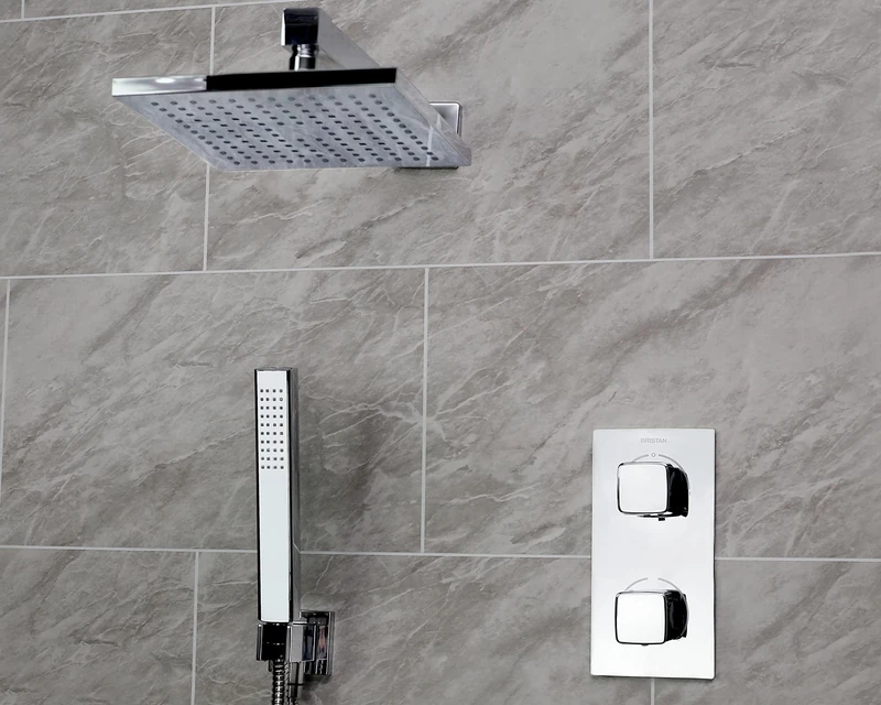 Bristan SHWR PK2 Cobalt Shower Pack with Fixed Head and Wall Outlet Handset Mixer, Chrome Plated